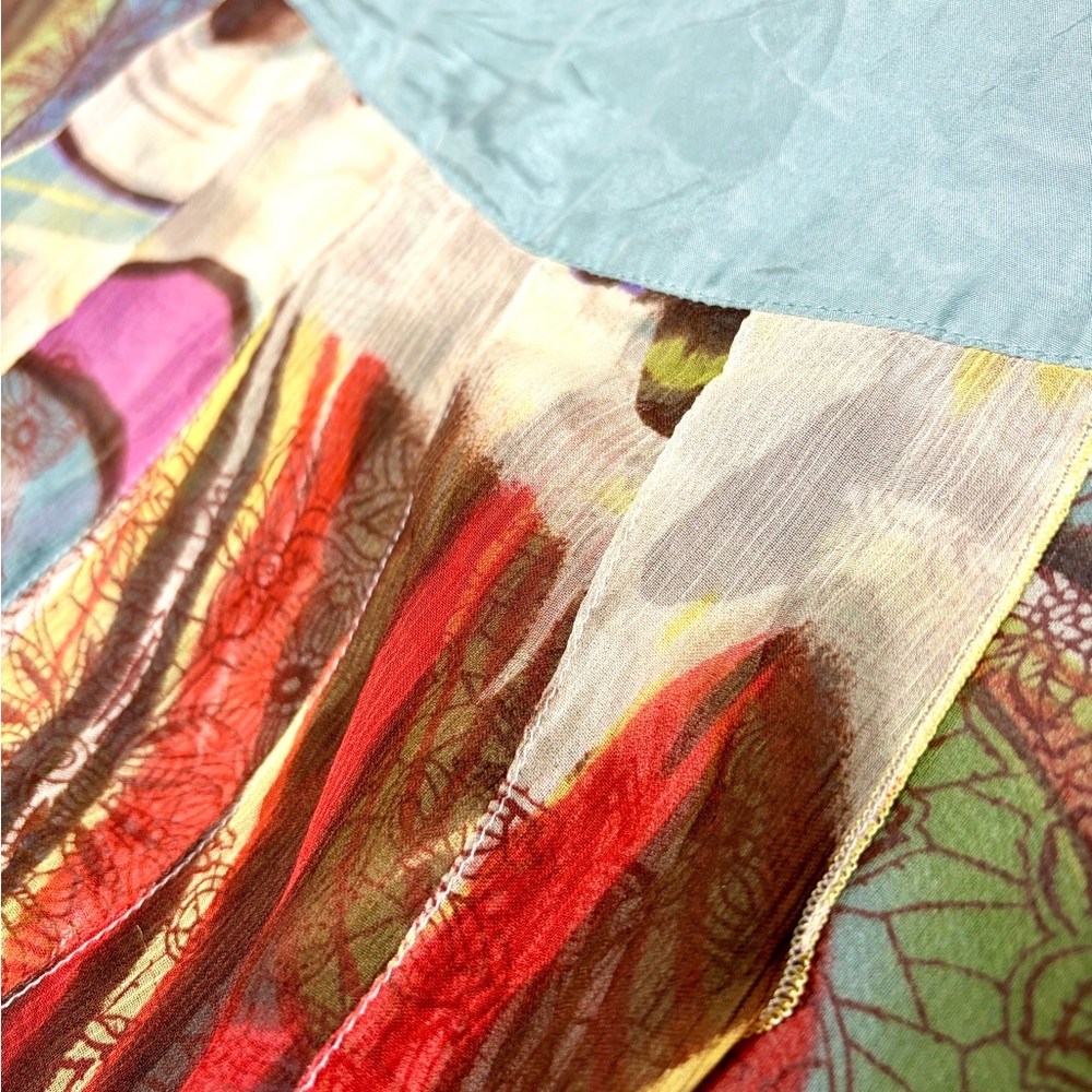 Rangoon 100%Silk Layered Skirt, One of a Kind Abstract Art Creation Da-Nang - Picture 5 of 17